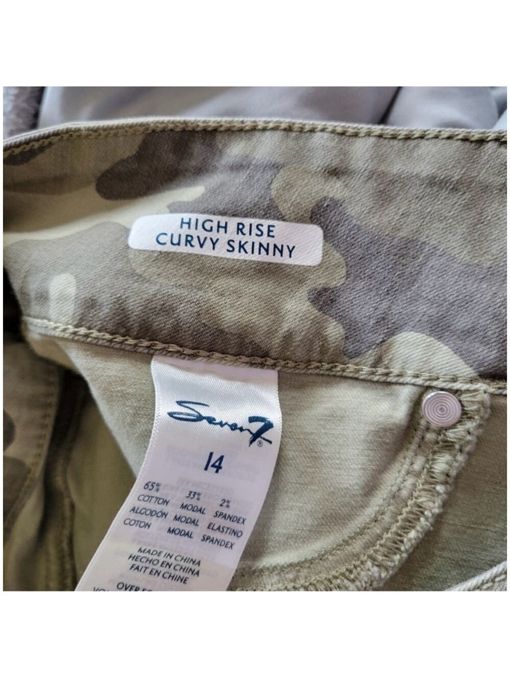 Seven7 Curvy High-Rise Camo Skinny Jeans Women’s 14 Stretch - Picture 8 of 11